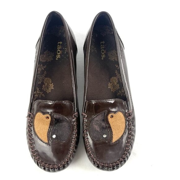 Taos Soulmates Shoes 6 Brown Patent Leather Hearts Loafer Slip On Womens - Picture 2 of 9